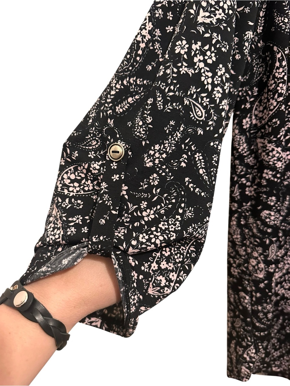 Dear Scarlett Paisley Print V-Neck Sleep Tunic - Black - Picture 4 of 5